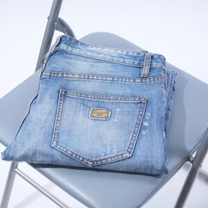 Dolce & Gabbana D&G Distress Denim Metal Logo Jeans